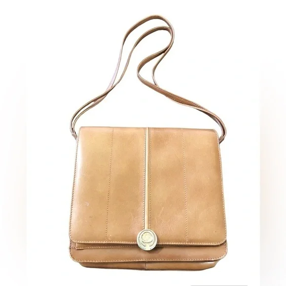 Vintage ARIES MEXICO Tan fine Leather Piel Bovino Bag boho chic classic crossbdy - Picture 4 of 16